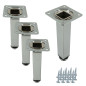 4x Nóżka meblowa Prosta kwadratowa srebrna metalowa regulowana 15 cm