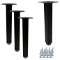 4x Nóżka meblowa Prosta kwadratowa czarna metalowa regulowana 20 cm