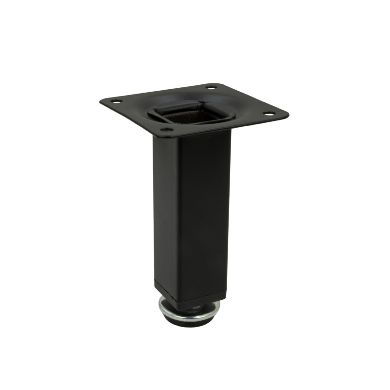 Nóżka meblowa Prosta kwadratowa czarna metalowa regulowana 10 cm