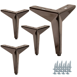 Zestaw 4 sztuk Noga meblowa Gwiazda czarny chrom Nikiel wysokość 15 cm