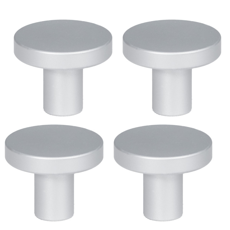 4 x Gałka meblowa okrągła srebrna satyna 25 mm Loft metalowa