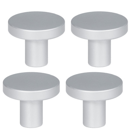 4 x Gałka meblowa okrągła srebrna satyna 25 mm Loft metalowa