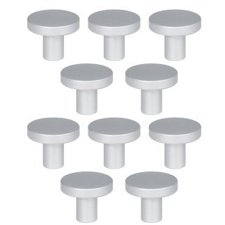 10 x Gałka meblowa okrągła srebrna satyna 25 mm Loft metalowa