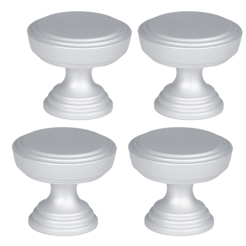 4 x Gałka meblowa srebrna satyna 30mm retro matowa okrągła