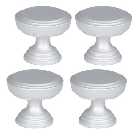 4 x Gałka meblowa srebrna satyna 30mm retro matowa okrągła