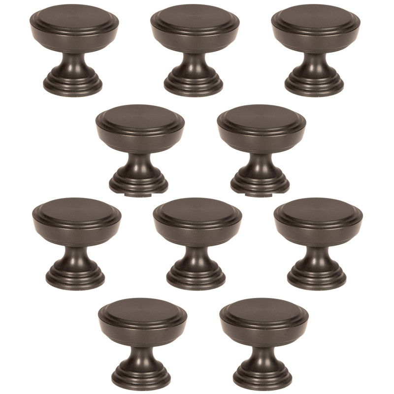 10 x Stylowa gałka meblowa czarny mat 30mm Loft Retro do komody okrągła