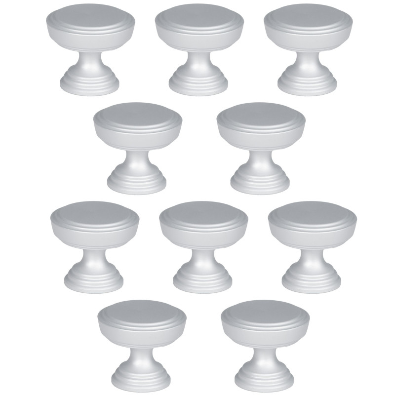 10 x Gałka meblowa srebrna satyna 30mm retro matowa okrągła