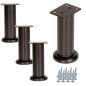 4x Nóżka meblowa regulowana 12 - 18 cm czarna prosta metalowa noga do szafek