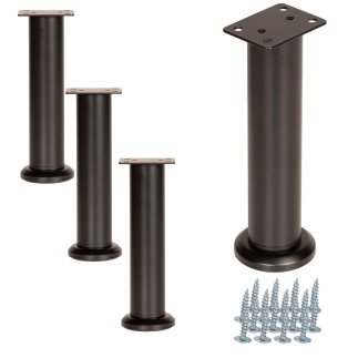 4 x Nóżka meblowa regulowana 18 - 30 cm czarna prosta metalowa noga do szafek