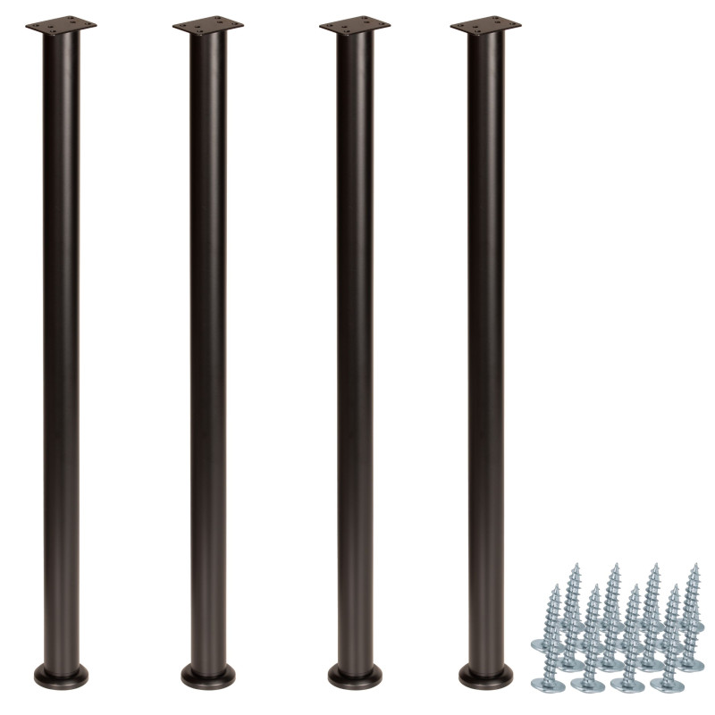 4 x Nóżka meblowa regulowana 72 - 102 cm czarna prosta metalowa noga do szafek