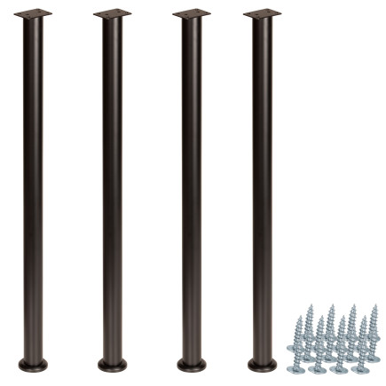 4 x Nóżka meblowa regulowana 72 - 102 cm czarna prosta metalowa noga do szafek