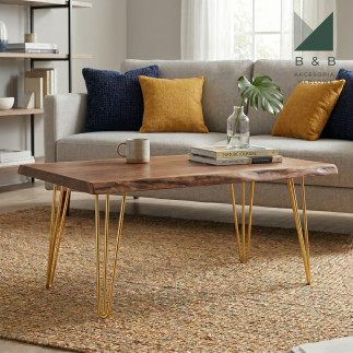 Zestaw 4 nóżek meblowych Hairpin legs złoty połysk wysokość 15 cm