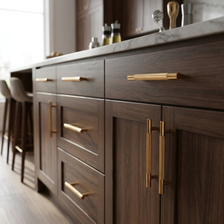Uchwyt meblowy reling ryflowany 96 mm złoty