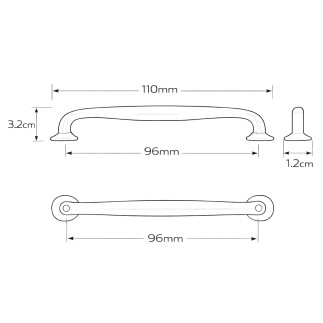10 x Elegancki uchwyt meblowy czarny 96 mm