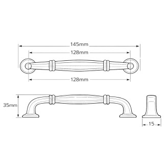 4 x Uchwyt meblowy czarny 128 mm metalowy