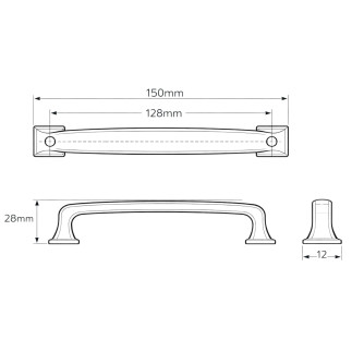 10 x Uchwyt meblowy czarny 128 mm z metalu