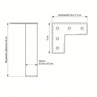 Noga meblowa Prosta kwadratowa czarna metalowa 40 cm