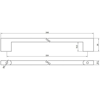 4 x Uchwyt meblowy biały 224 mm metalowy